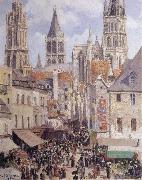 Camille Pissarro Rue de I-Epicerie,Rouen painting